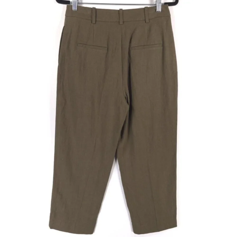 NWOT ZARA LINEN Blend Wide Leg‎ Knit Pants Trousers Crop 2753/220/505 MEDIUM